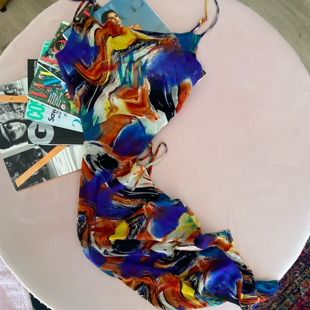 Multi-color Open Back Mini Dress